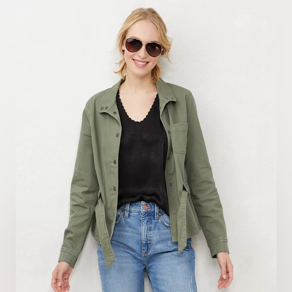 Women's LC Lauren Conrad Tie-Waist Utility Jacket medium green
